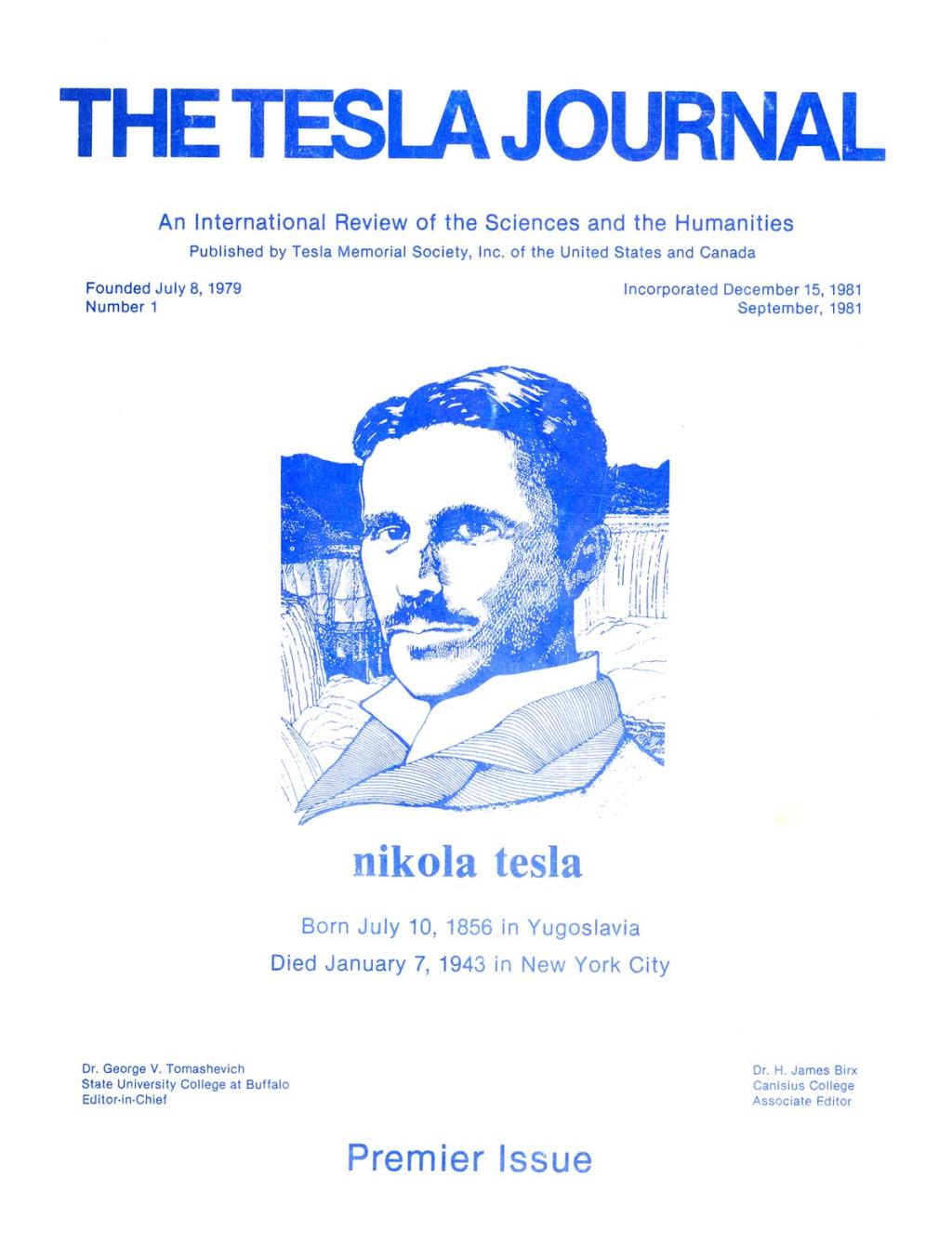 The Tesla Journal - Number 1 - 1981 - Front cover
