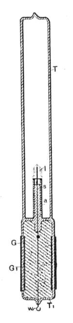 Tube with filament rendered incandescent
