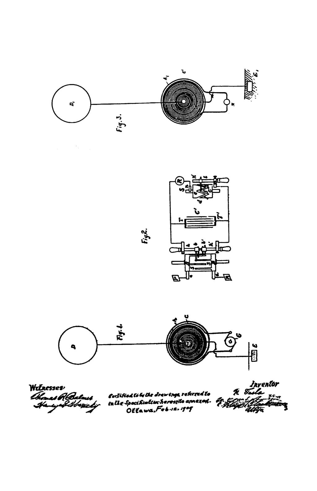 Nikola Tesla Canadian Patent 142352 - Art of Transmitting Electrical Energy through the Natural Mediums - Image 1