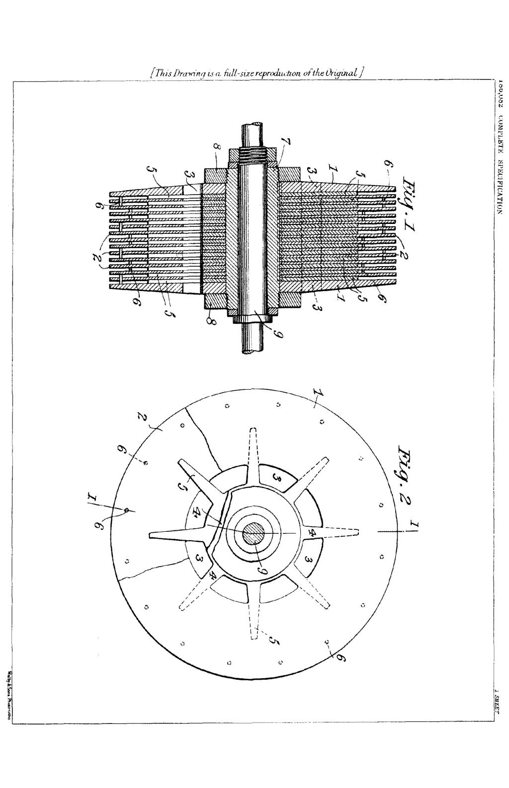 Nikola Tesla British Patent 186,082 - Improvements in the Construction of Steam and Gas Turbines - Image 1