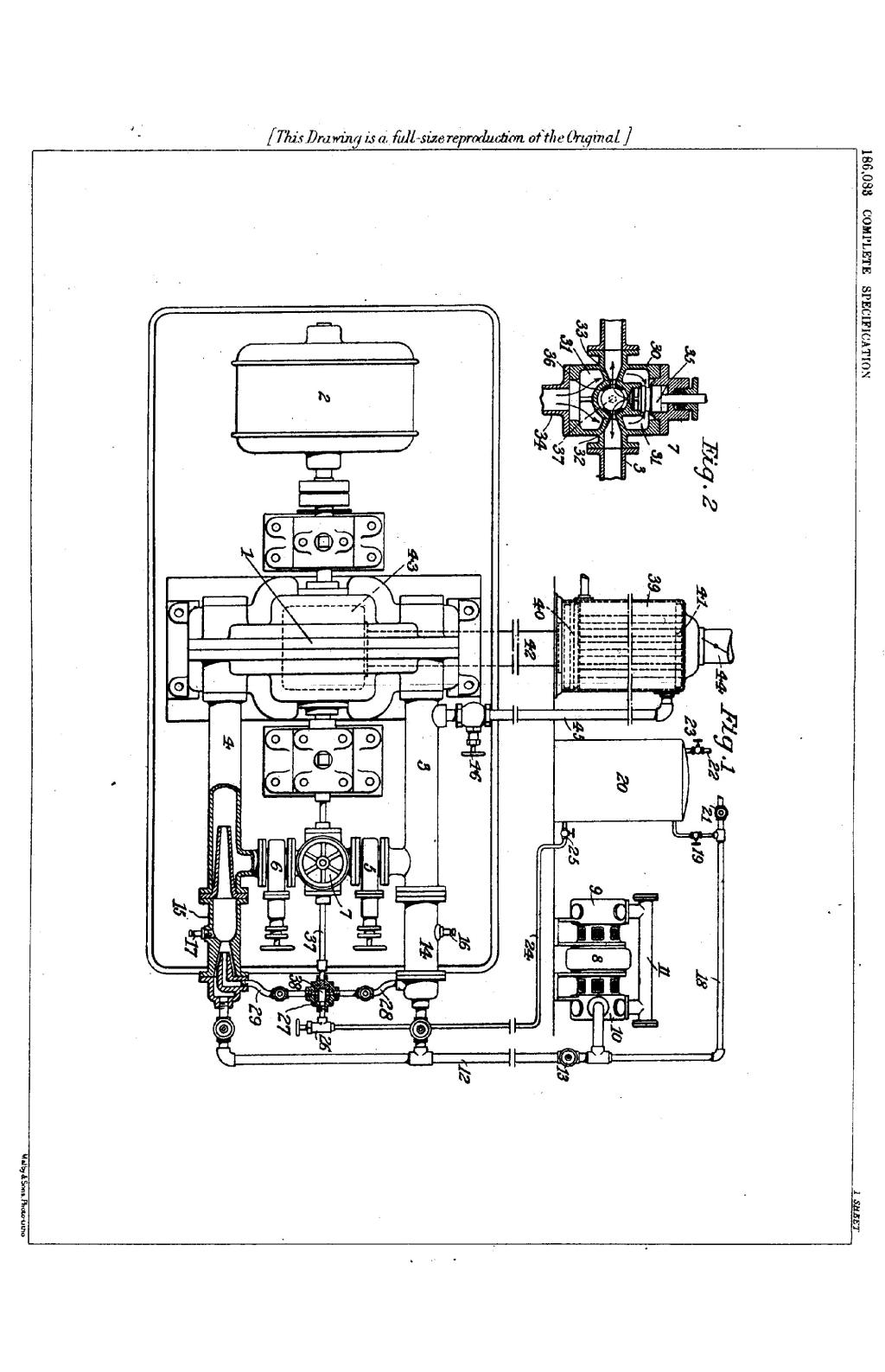 Nikola Tesla British Patent 186,083 - Improved Method of and Apparatus for the Economic Transformation of the Energy of Steam by Turbines - Image 1