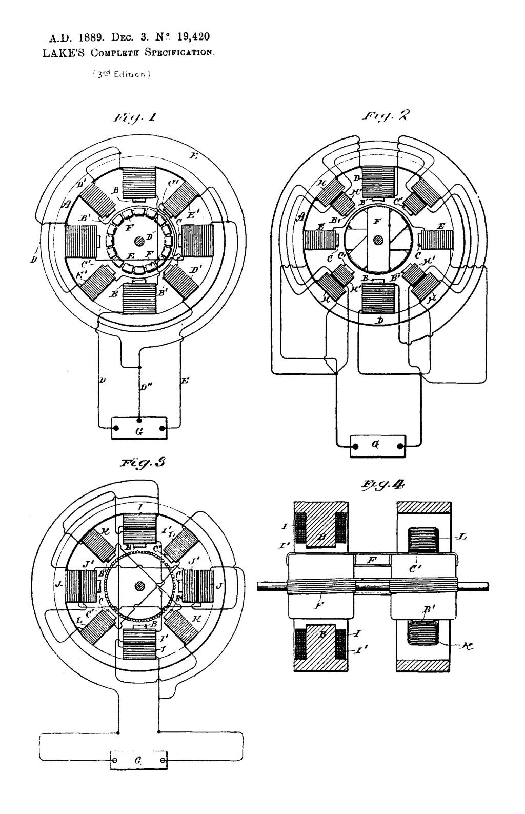 Nikola Tesla British Patent 19,420 - Improvements in Alternating Current Electro-Magnetic Motors - Image 1