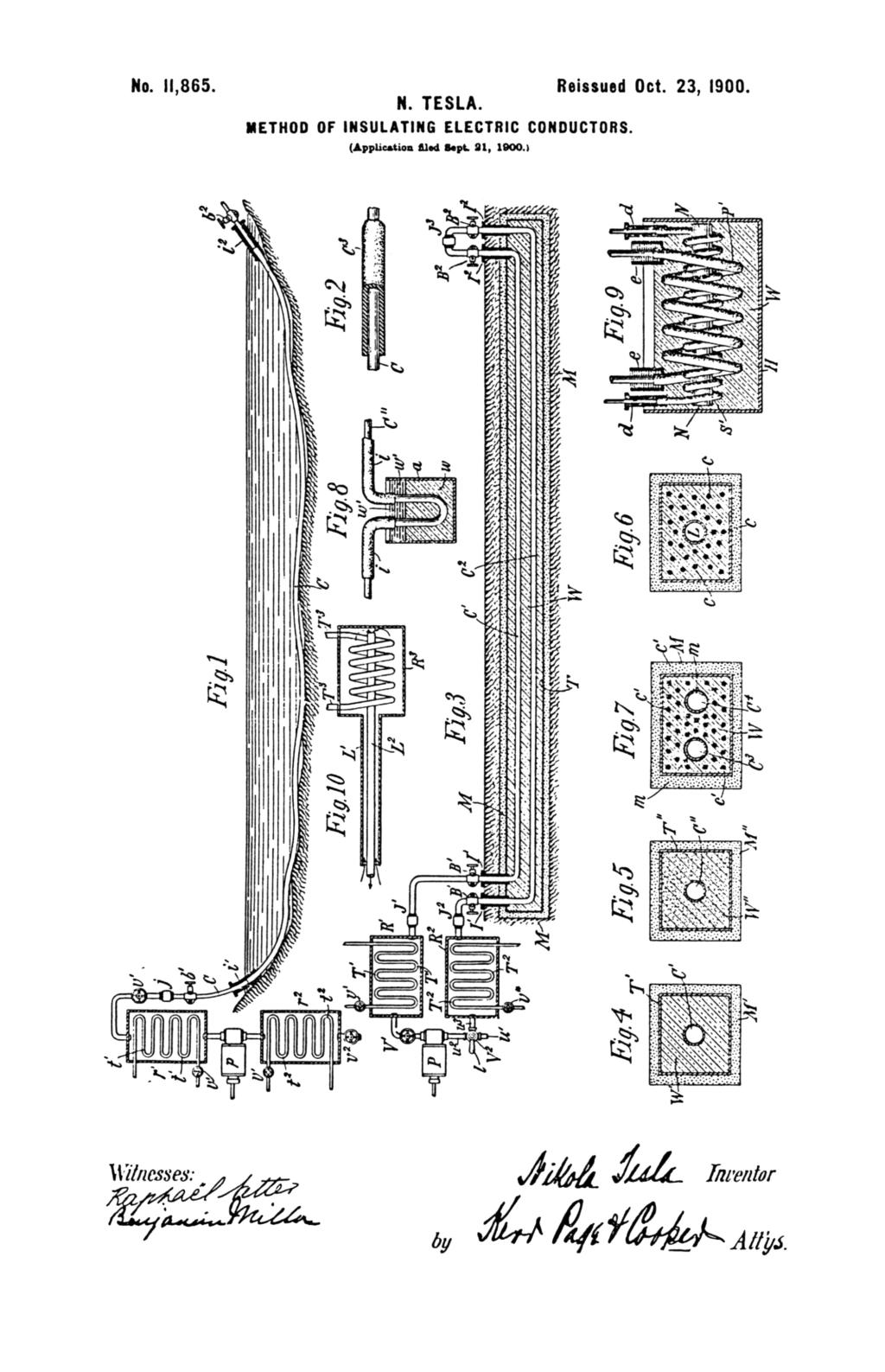 Nikola Tesla U.S. Patent 11,865 - Method of Insulating Electric Conductors - Image 1