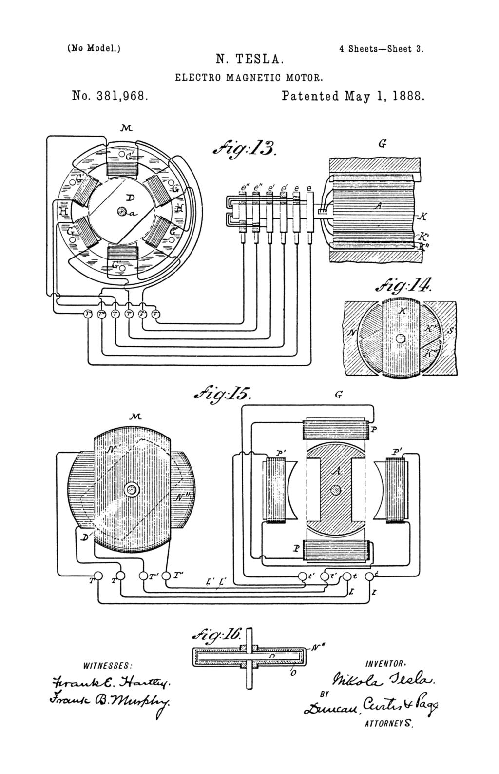 Nikola Tesla U.S. Patent 381,968 - Electro-Magnetic Motor - Image 3