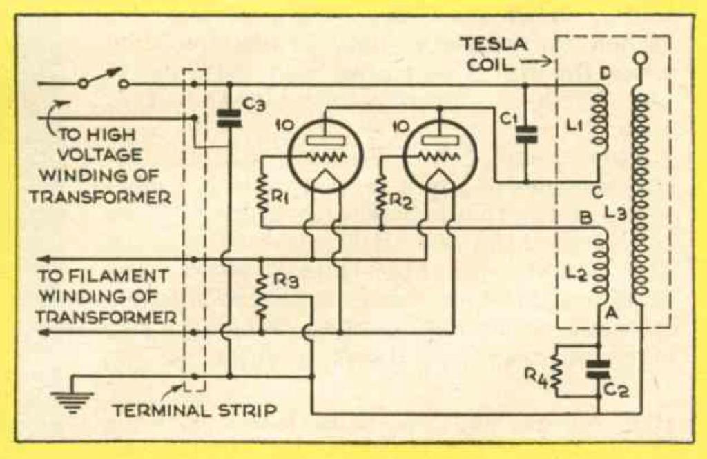 Tesla coil diagram.