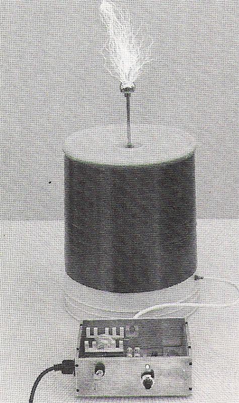 Solid-state Tesla coil in operation.