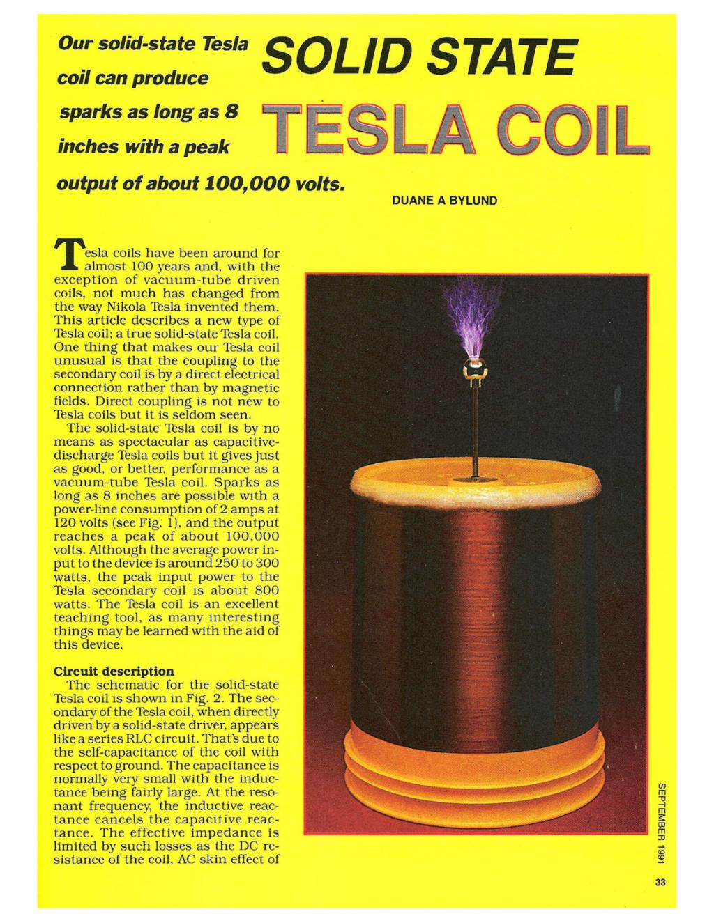 Preview of Solid State Tesla Coil plan