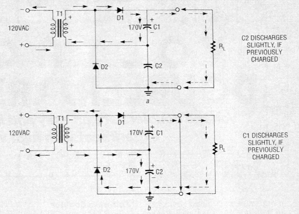 Circuit for full-wave voltage doubler.