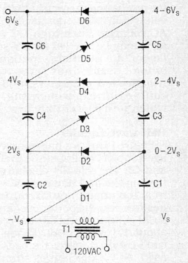 Alternate voltage doubler circuit schematic diagram.