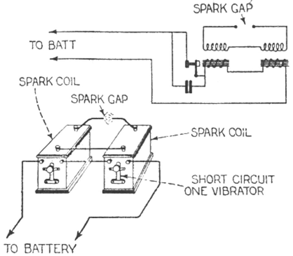 Diagram for using dual spark coils in series