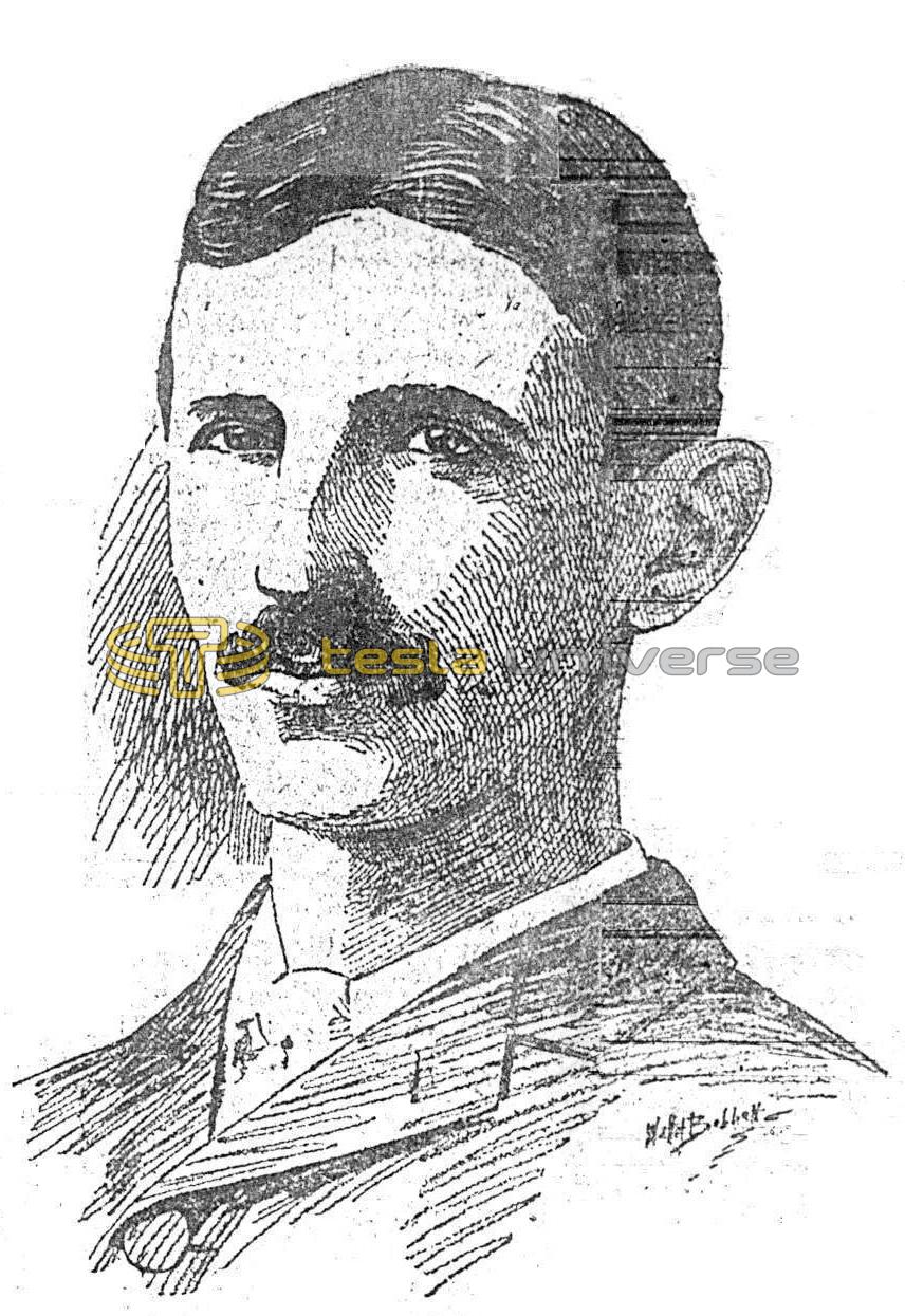Illustration of Nikola Tesla from 1897 newspaper article