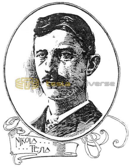 1898 sketch of Nikola Tesla with decorative frame