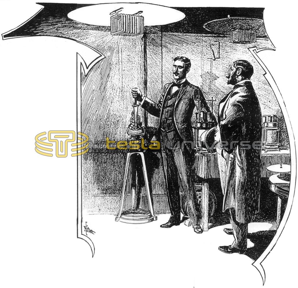 Nikola Tesla Demonstrating His Wireless Lamps