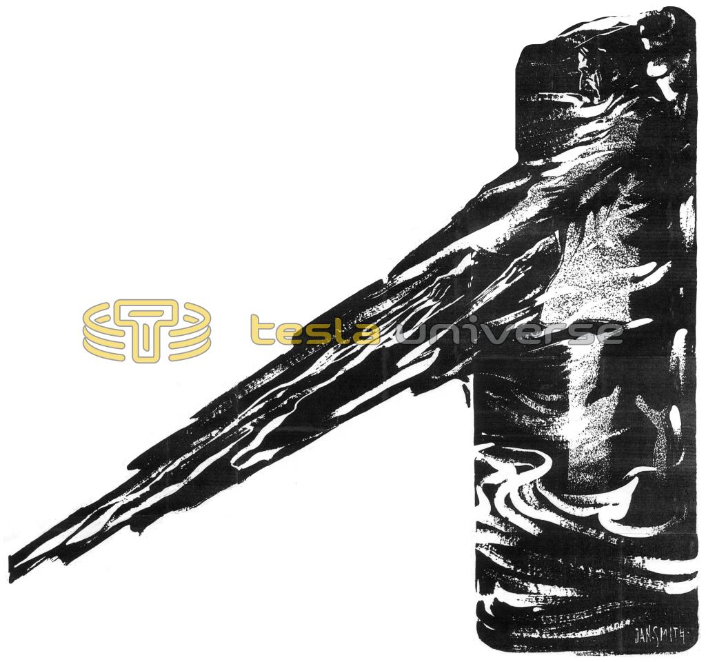 Illustration of Nikola Tesla Hurling Lightning