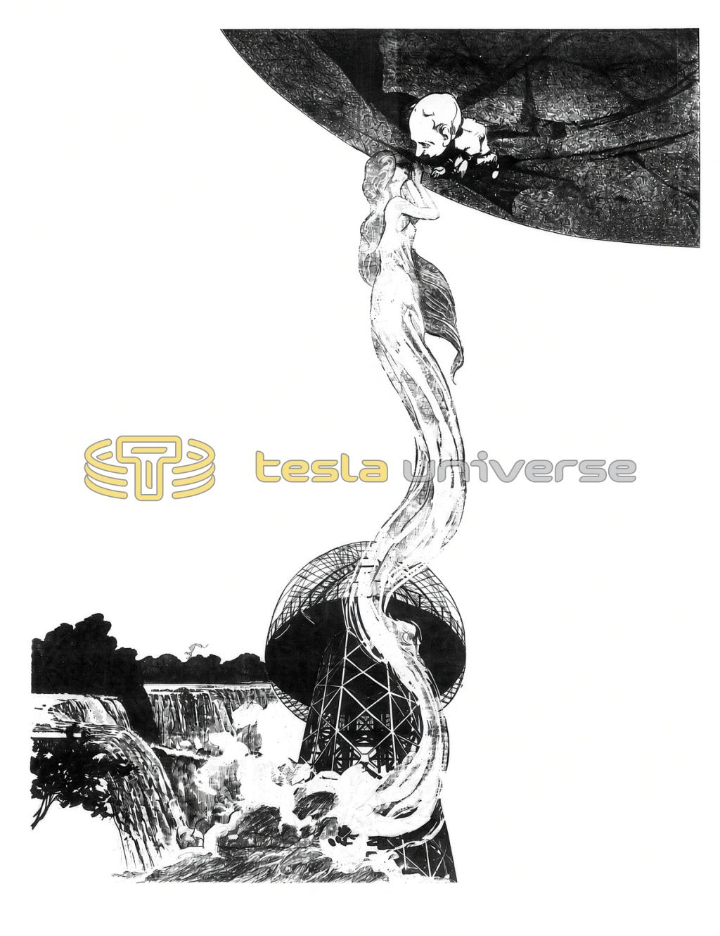 Illustration of Lady Niagara Speaking to Mars Through Wardenclyffe Tower