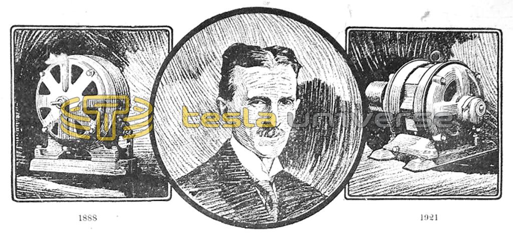 Illustration of Nikola Tesla and his motors from a Westinghouse tribute article