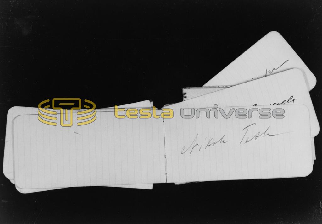 Nikola Tesla’s autograph in Julia Stevens Hoefer’s notebook