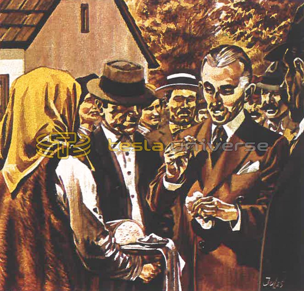 Illustration of Nikola Tesla Visiting His Homeland