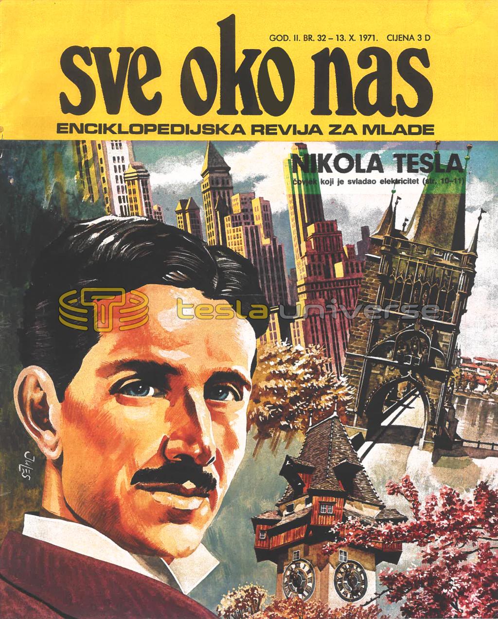Illustration of Nikola Tesla on Cover of Serbian Magazine