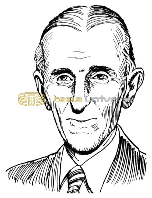 Illustration of an older Nikola Tesla
