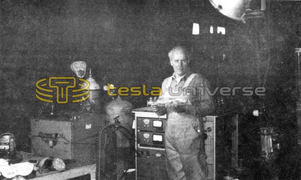 Robert Golka holding a vacuum tube used in the Project Tesla