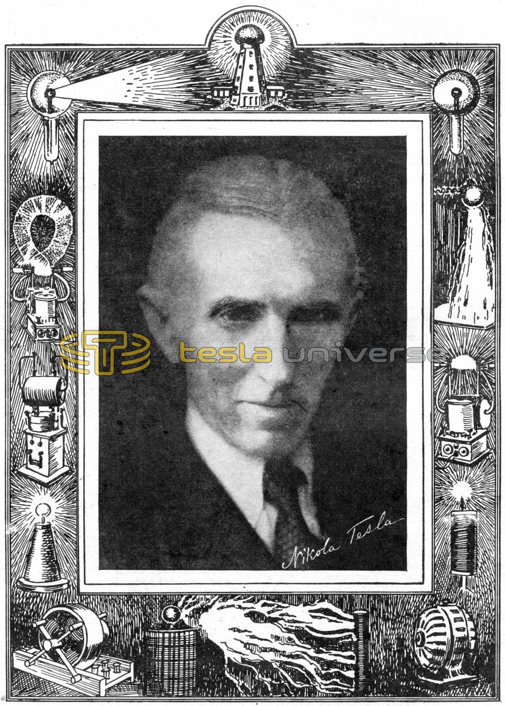 Framed Version of the 1933 Nikola Tesla Portrait.
