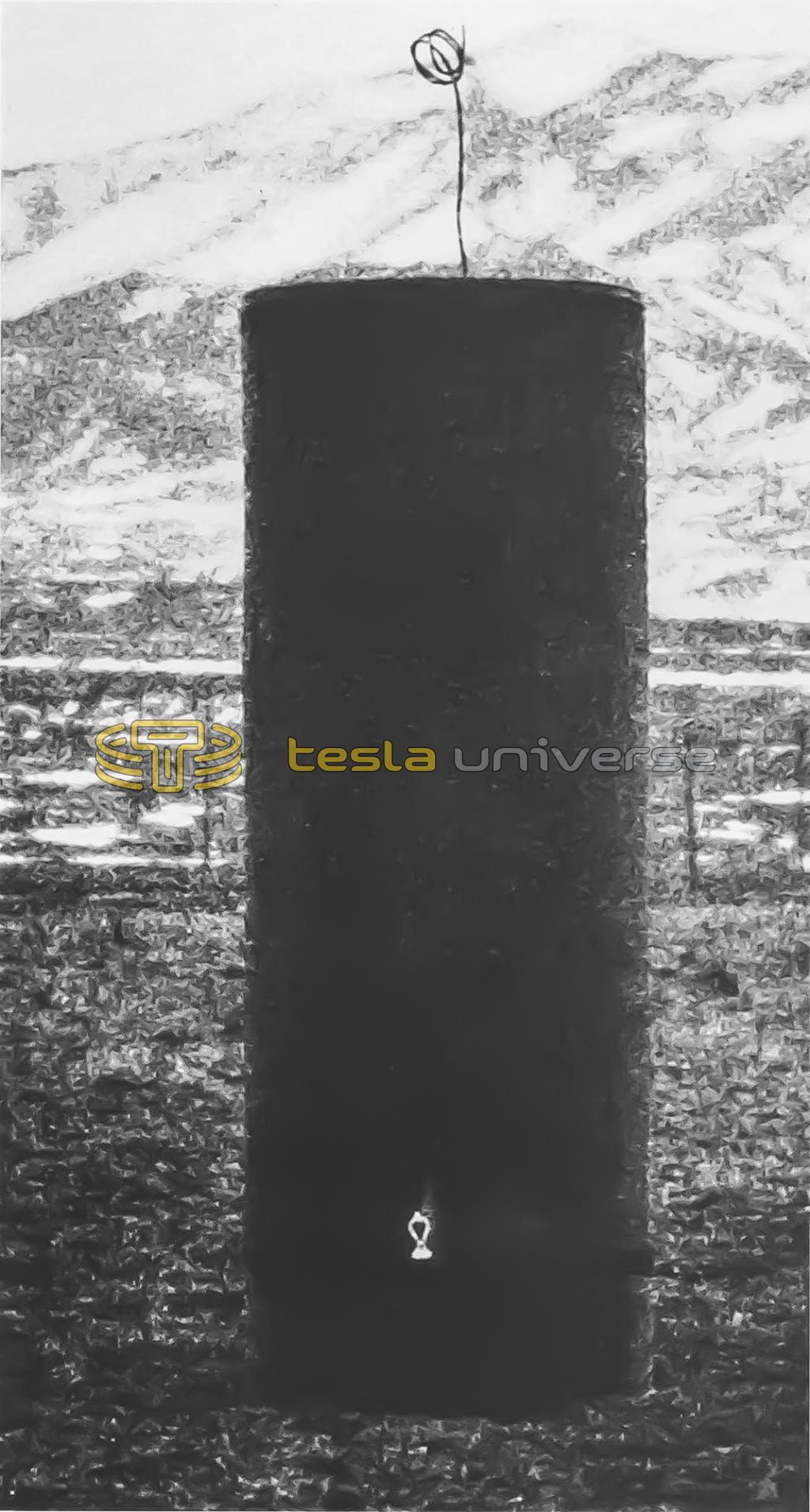 Receiving coil lighting a lamp in Tesla's Colorado Springs wireless electricity experiment