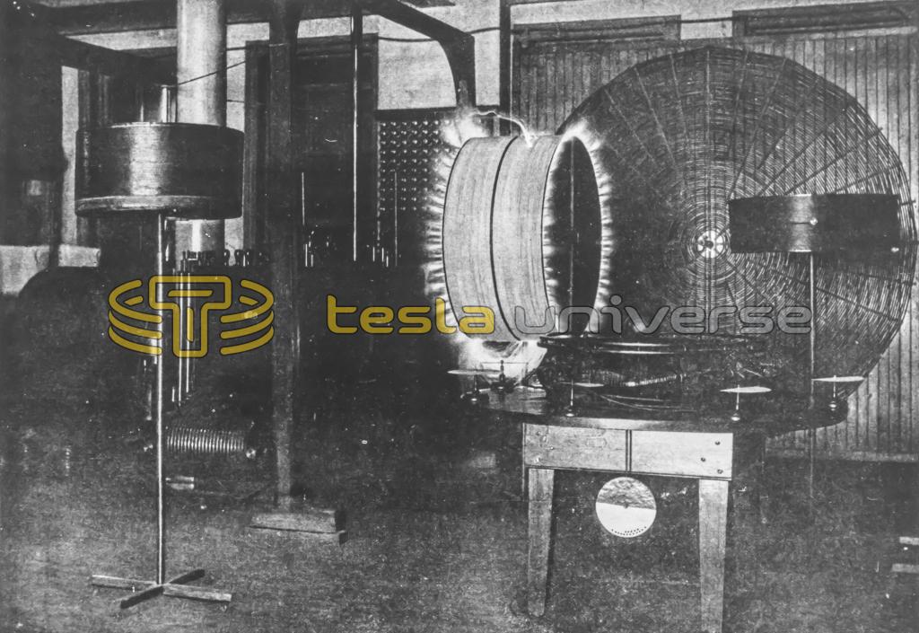 Energized resonating coil in Tesla's Houston St. lab