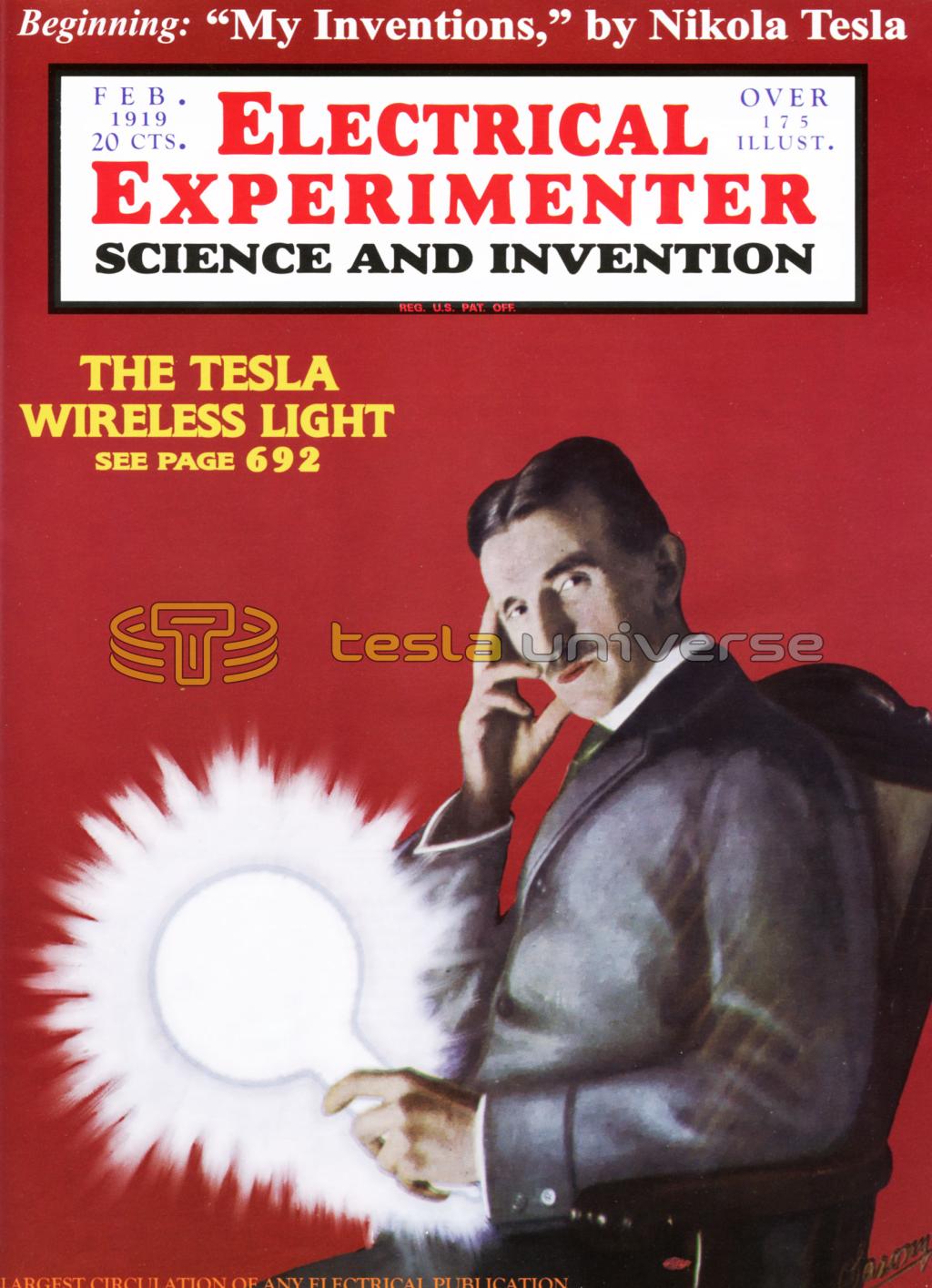 Nikola Tesla cover of Electrical Experimenter magazine