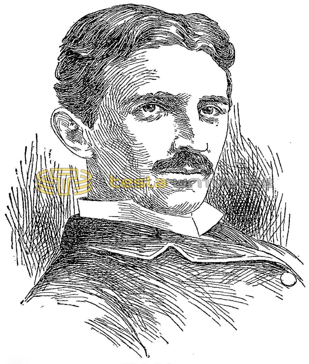 Sketch of Nikola Tesla from the time his lab burned