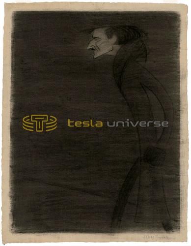 Illustration of a very slim Nikola Tesla