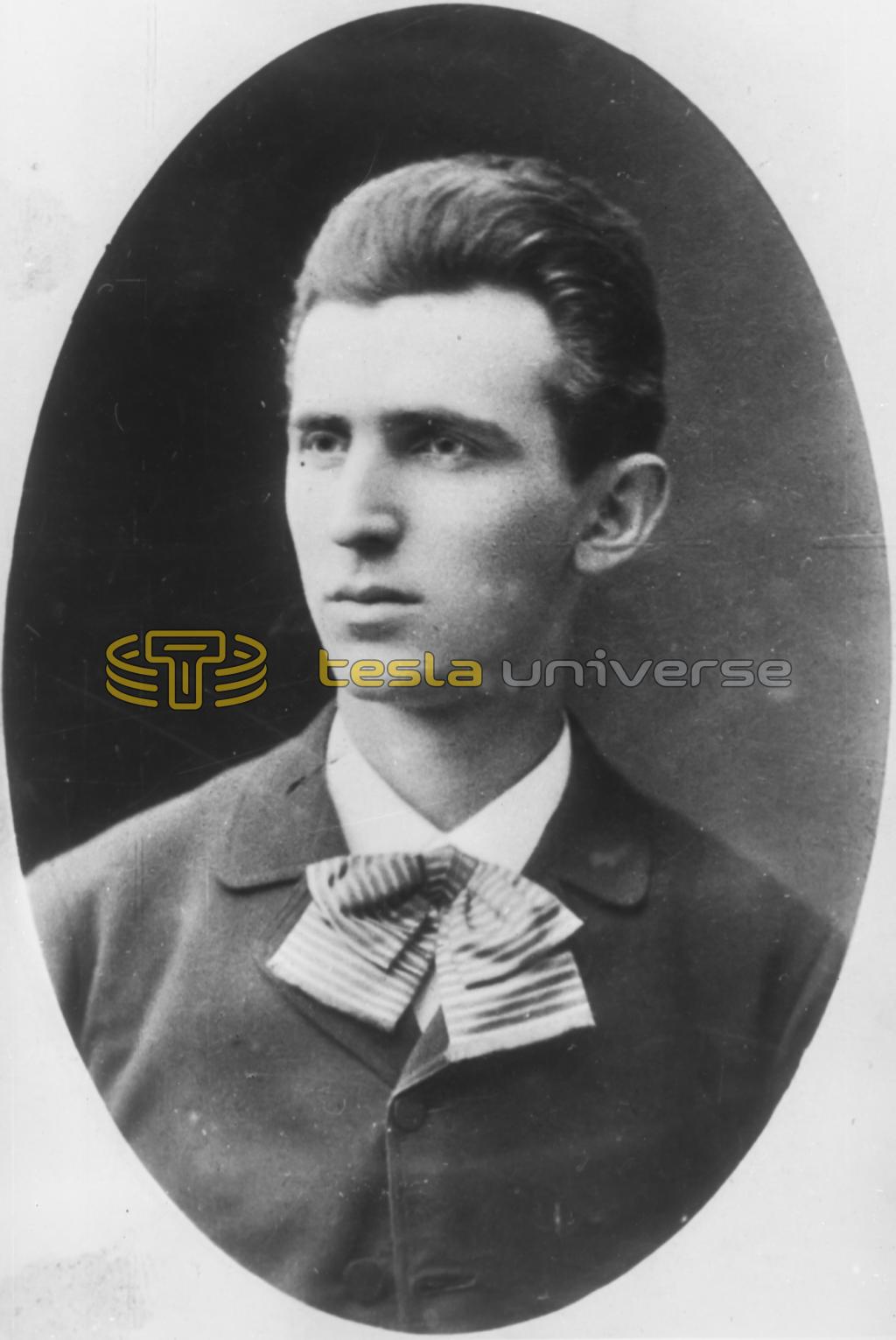 Portrait of Nikola Tesla in 1879 at age twenty-three