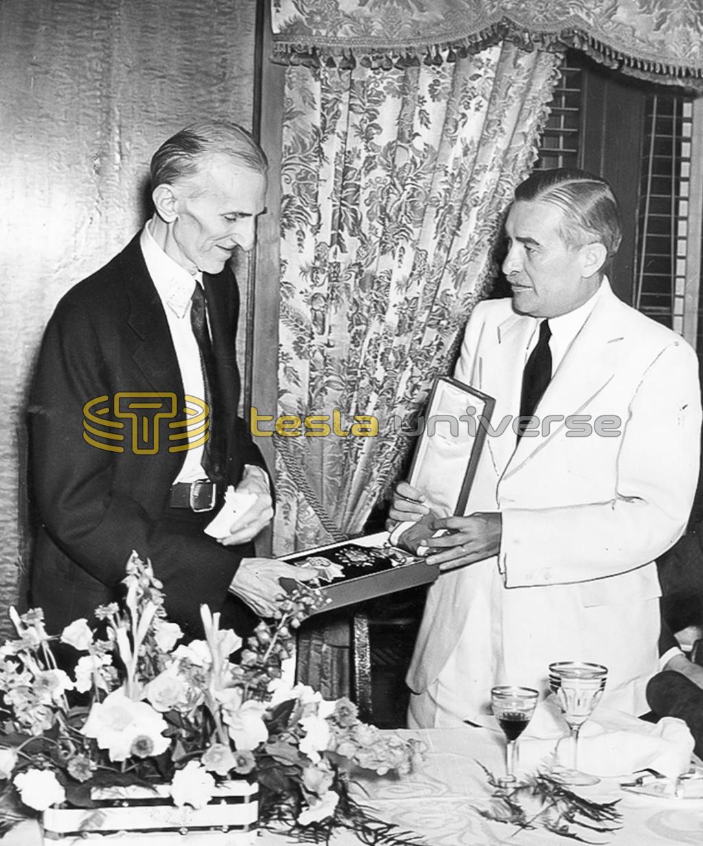 Nikola Tesla being presented with the Order of the White Lion