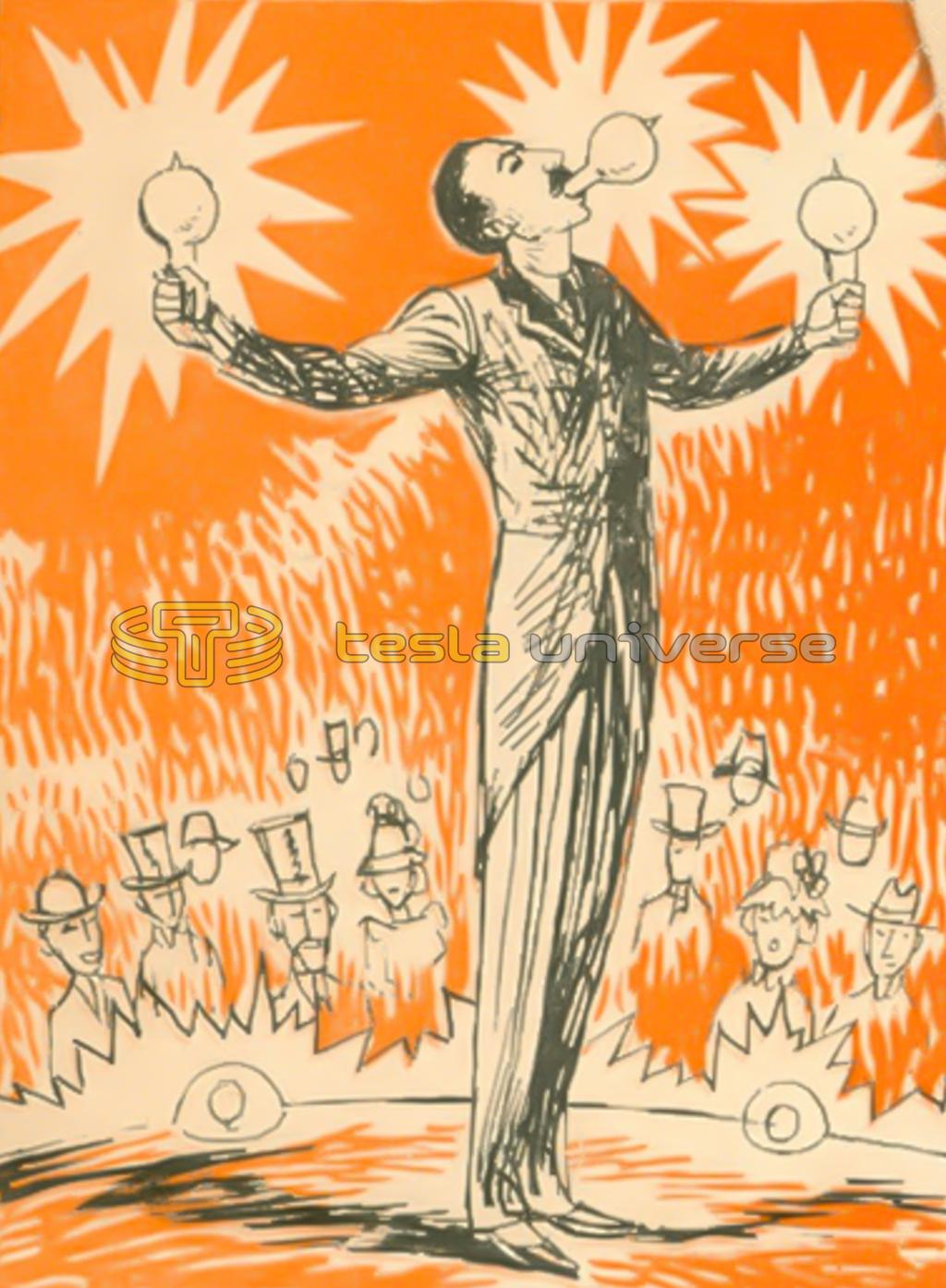 Illustration of Nikola Tesla mystifying crowds at the 1893 World's Fair