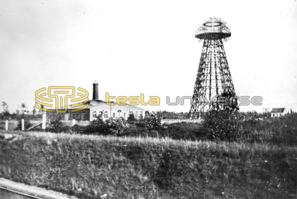 A roadside view of the Tesla Wardenclyffe tower and lab