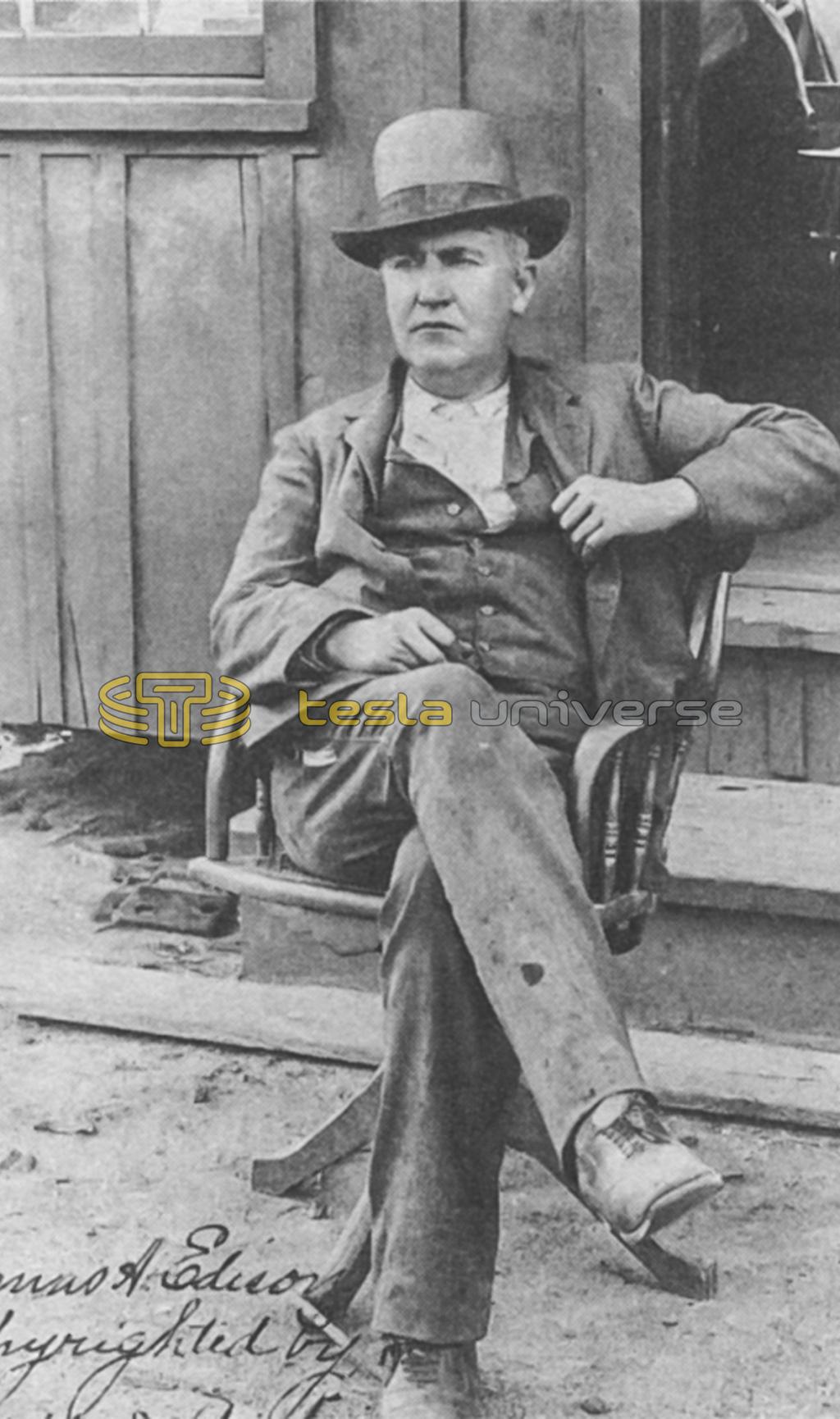 Thomas Alva Edison Seated Wearing Hat.