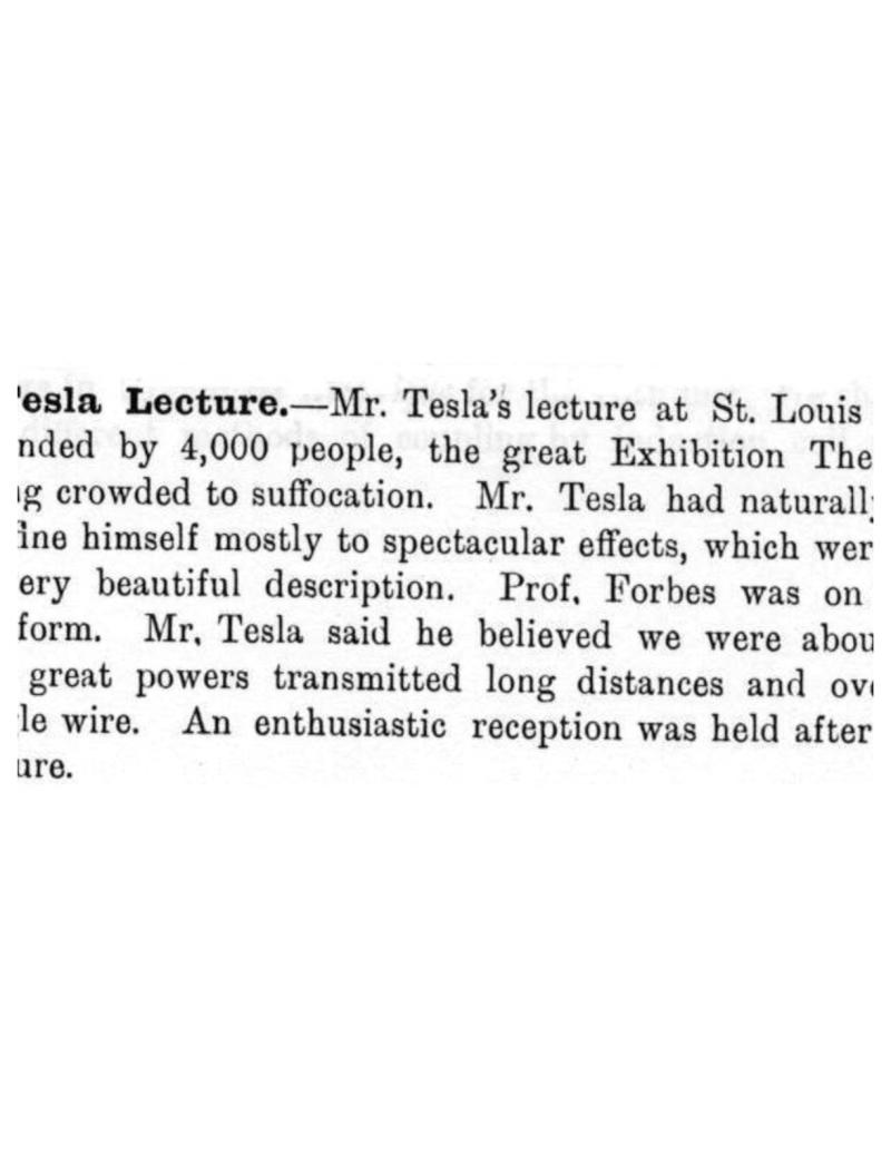 Preview of Tesla Lecture  - Theater Crowded to Suffocation article
