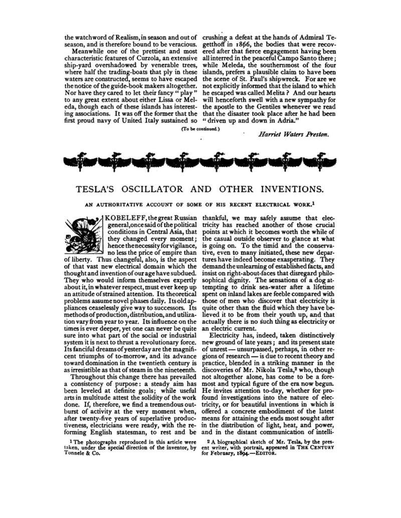 Preview of Tesla's Oscillator and Other Inventions article