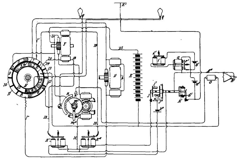 Boat patent sketch showing electrical circuit diagram