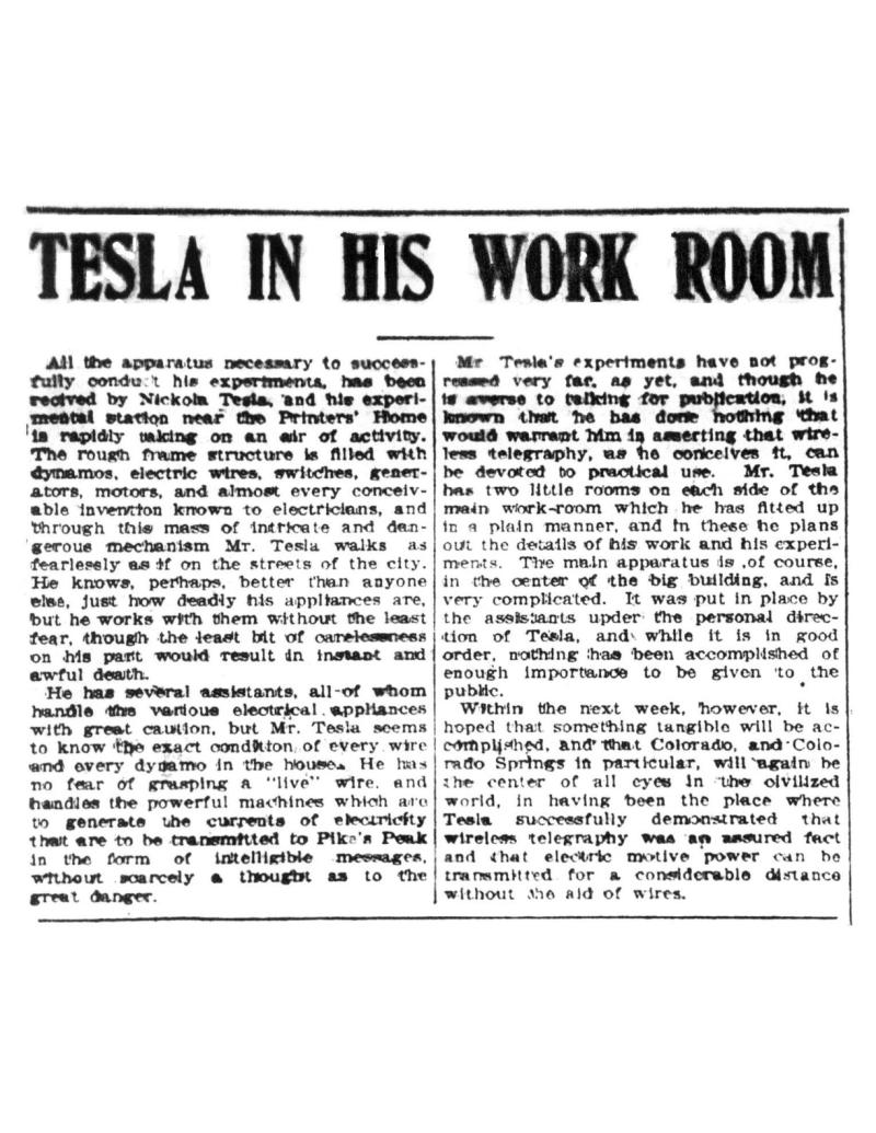 Preview of Tesla in His Work Room article