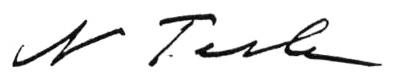 Nikola Tesla signature autograph from 1907 Harvard Illustrated article