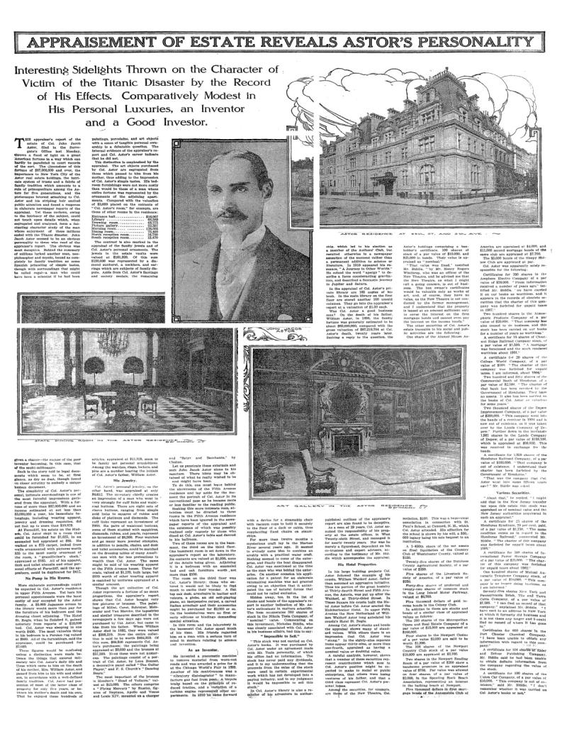 Preview of Appraisement of Estate Reveals Astor's Personality article
