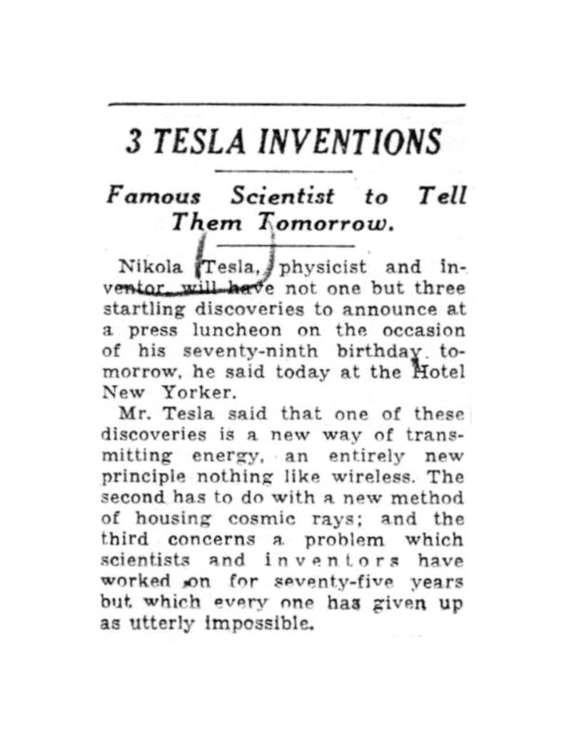 Preview of 3 Tesla Inventions article