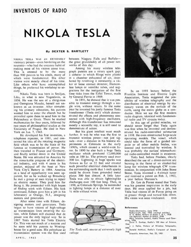 Preview of Inventors of Radio - Nikola Tesla article