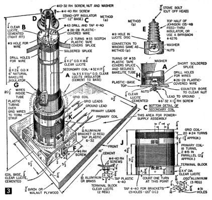 Miniature Tesla coil diagram.