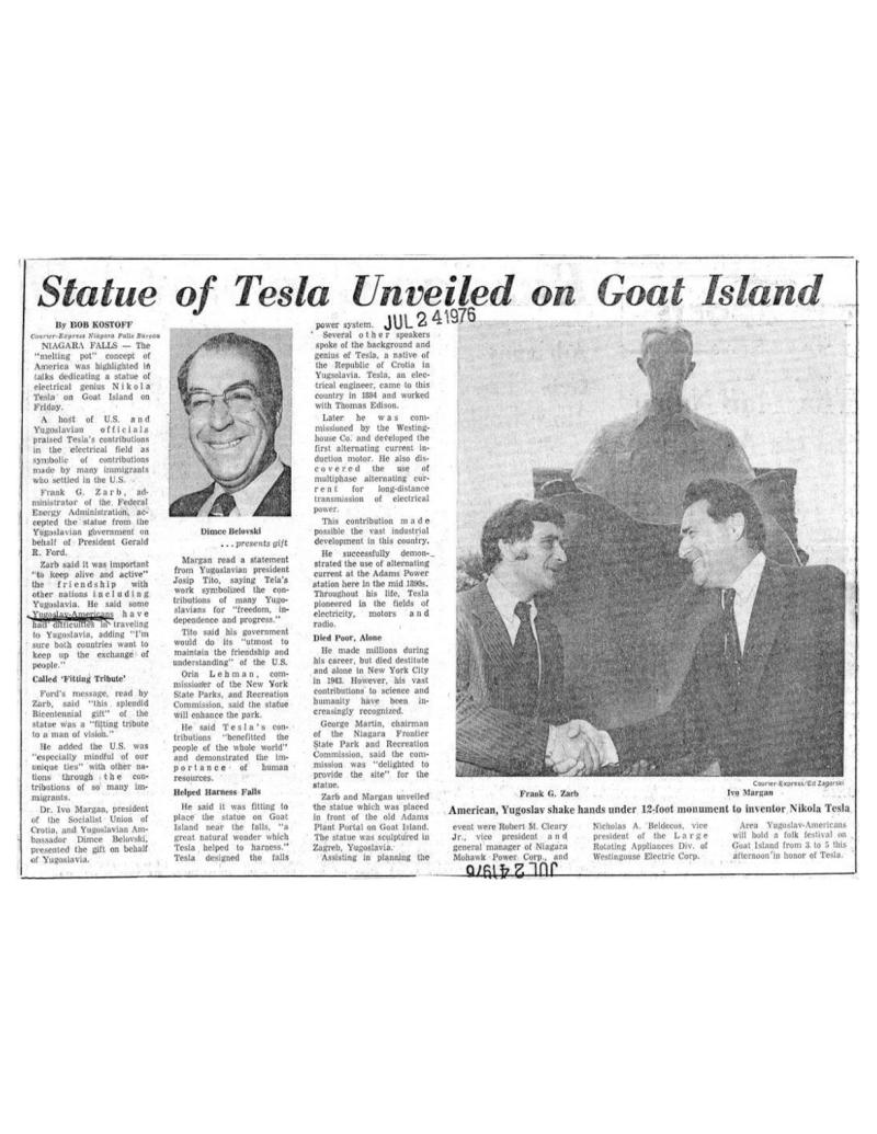 Preview of Statue of Tesla Unveiled on Goat Island article