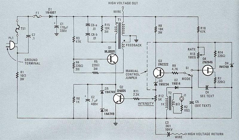 Plasma globe circuit schematic diagram.