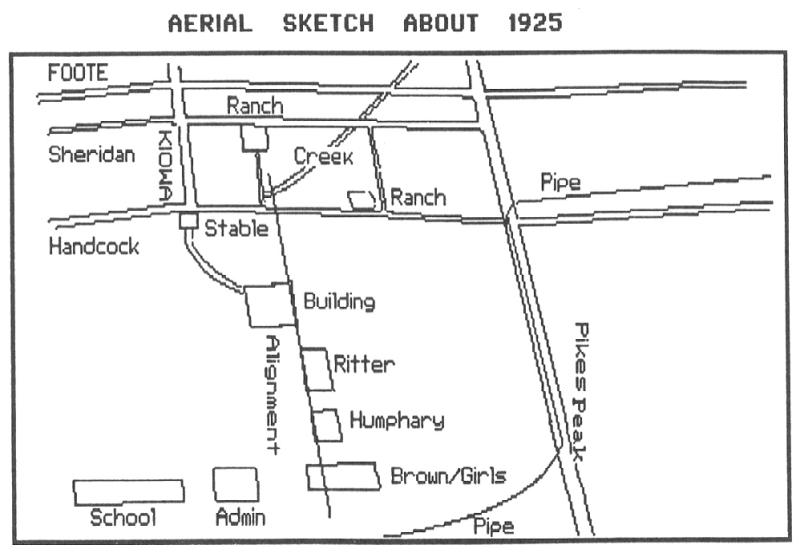 Aerial sketch of Colorado Springs lab location, circa 1925