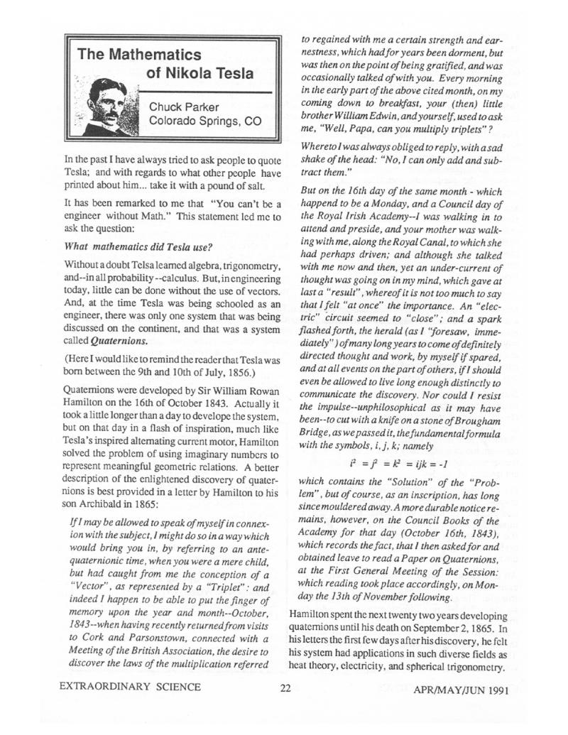 Preview of The Mathematics of Nikola Tesla article