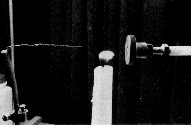 Electrostatic corona wind demonstration.